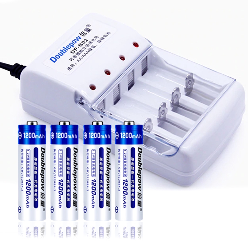 Bộ 4 Pin Sạc AA 1200mAh Doublepow Pin Sạc Micro Không Dây - Pin Đồ Chơi Điện Tử - Pin Tiểu Sạc Dung Lượng Cao - Pin Micr