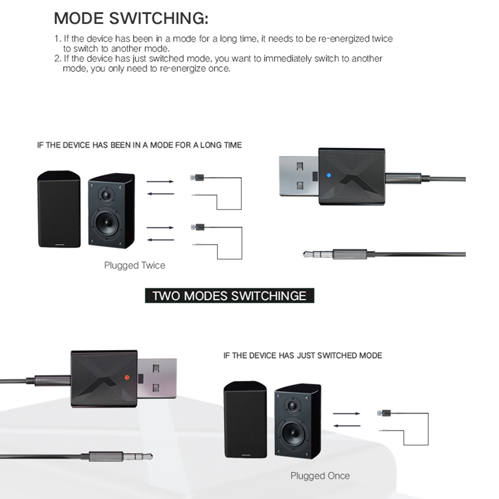 Bộ thiết bị thu phát sóng bluetooth 5.0 2 trong 1 dành cho xe ô tô kèm phụ kiện