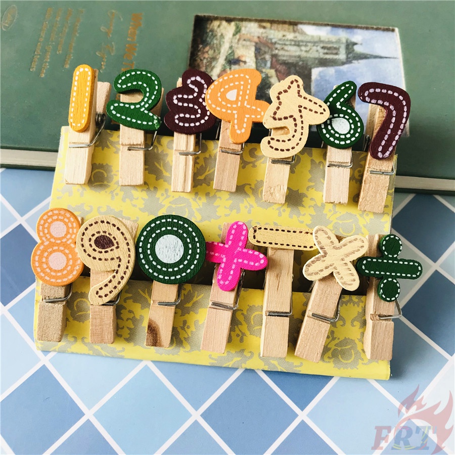 Set 10 Kẹp Gỗ Hình Chữ Số 3.5x0.7cm Nhiều Màu Sắc Dùng Để Trang Trí Thiệp Thủ Công