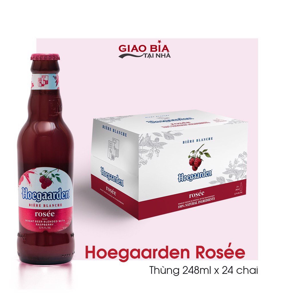 Thùng 24 Chai Bia Hoegaarden Rosee Bỉ - Bia Lúa Mỳ Dành Cho Phụ Nữ(248ml/ chai) | Chính Hãng