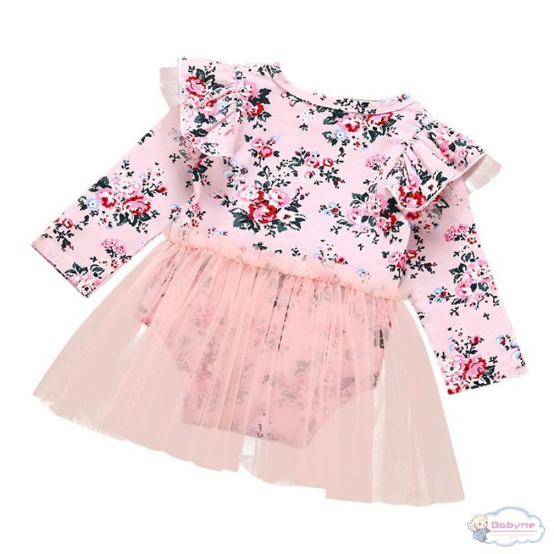 Áo liền quần in hoa cho bé gái 0-18 tháng tuổi