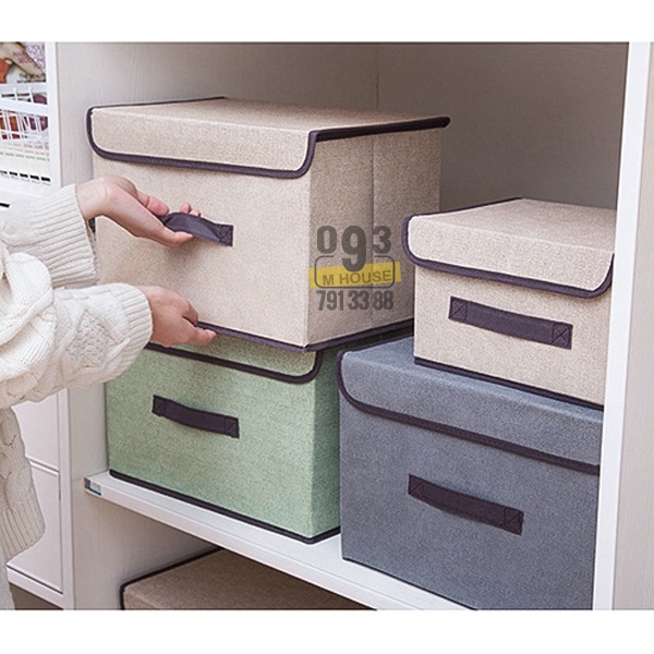 Hộp Đựng Đồ Có Nắp Đậy Chống Bụi, Tủ Vải Đựng Quần Áo Chăn Màn Không Nắp