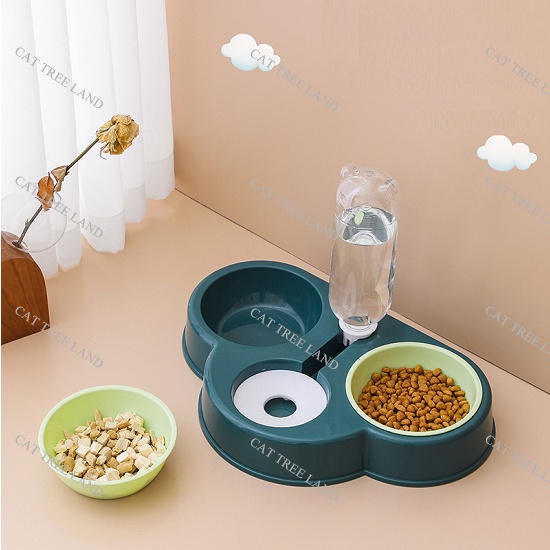 BÁT ĂN CHÓ MÈO, KÈM 2 CHÉN NHỰA VÀ BÌNH NƯỚC TỰ ĐỘNG - KHAY ĐỰNG THỨC ĂN THÚ CƯNG