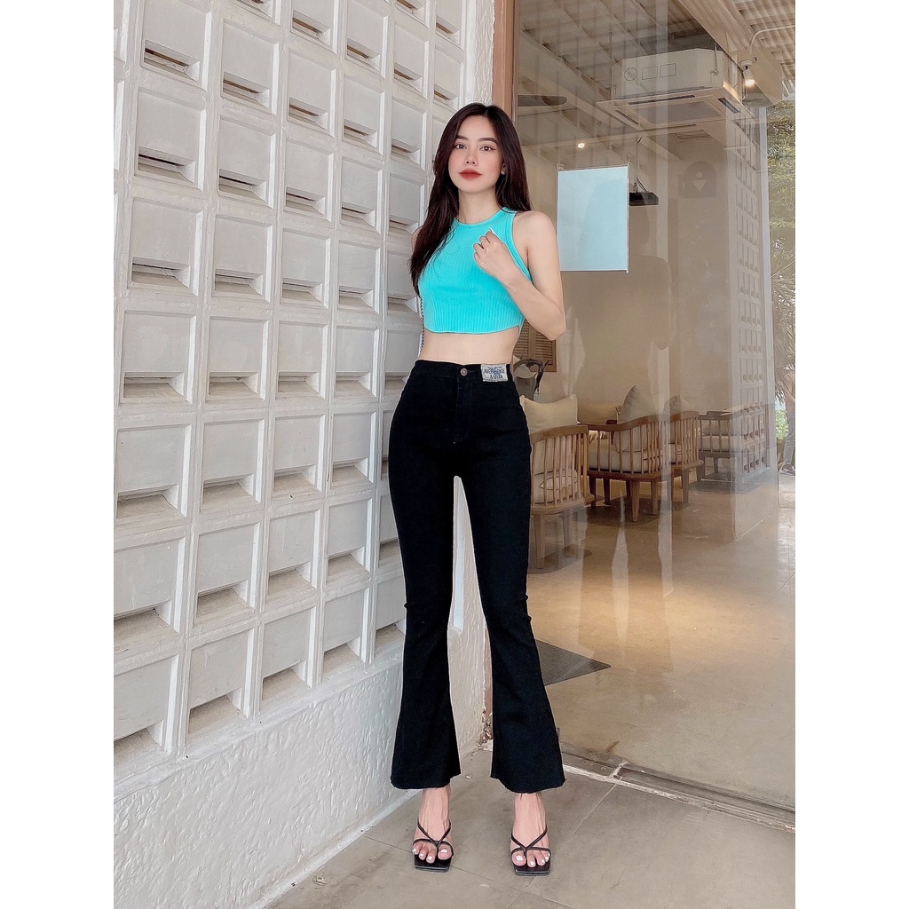 Quần bò nữ, quần jean ống loe lưng cao ôm dáng co giãn thoải mái QD002 - K.A Jeans