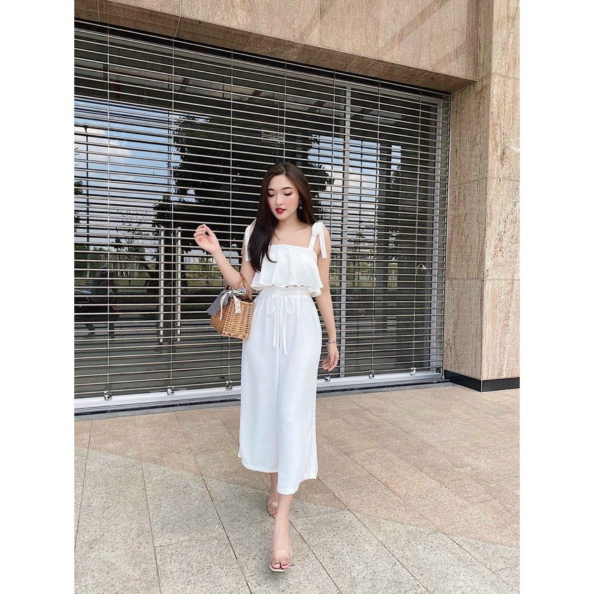 [ Miễn Phí Ship 2022 ] Set bộ cột dây, áo kiểu hai dây kèm quần dài ống xuông, set bộ hai món kèm ảnh thật