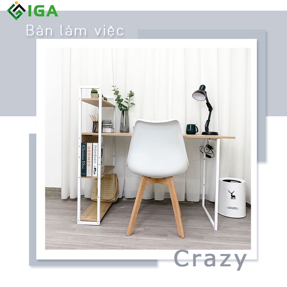 Bàn Máy Tính IGA Kết Hợp Giá Sách Crazy Chính Hãng GM12