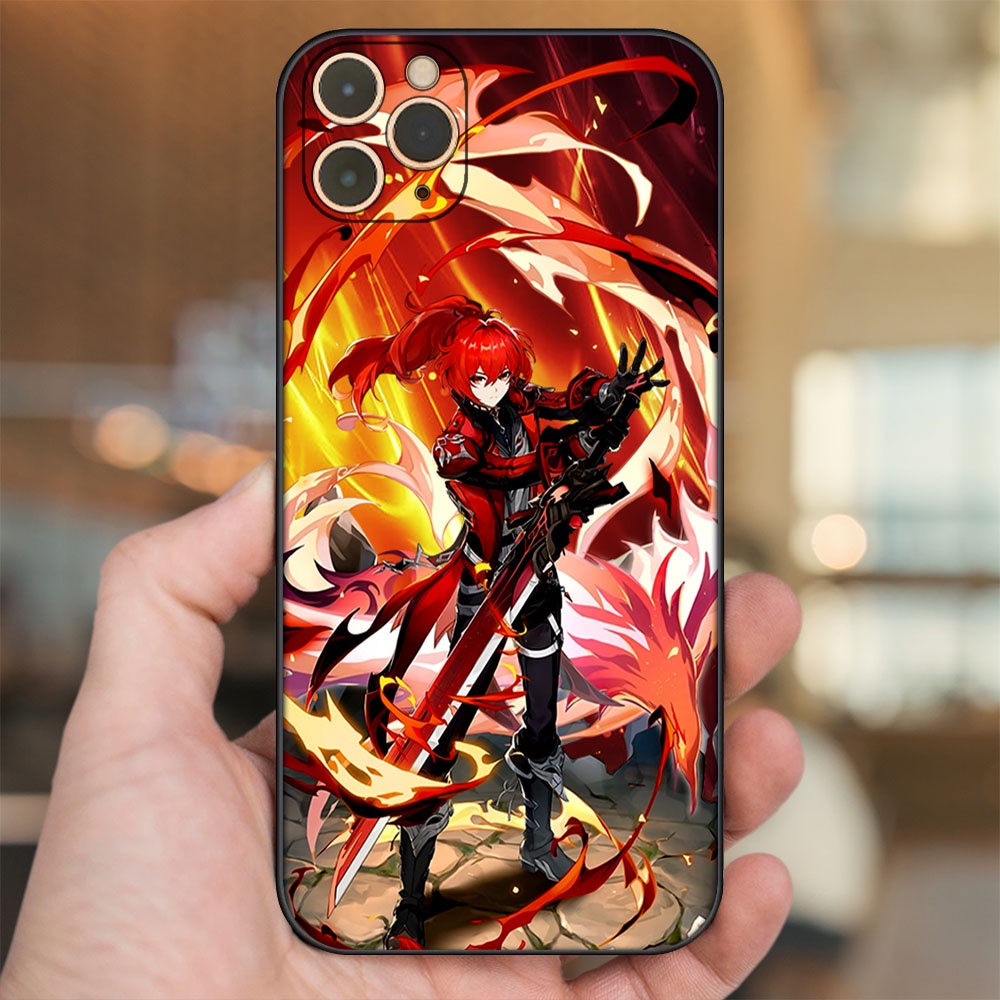 Ốp lưng iPhone 11 Pro Max dẻo đen cạnh vuông in hình Diluc Genshin Impact
