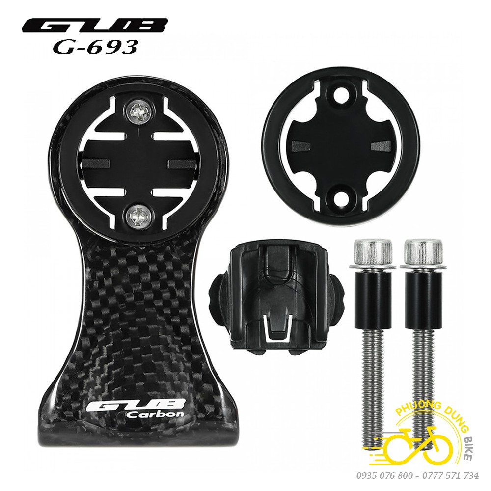 Giá Carbon GUB G-693 bắt đồng hồ Cateye, Garmin, Bryton kèm giá đèn cho xe đạp