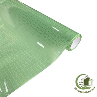 Giấy dán kính ô vuông sọc carô màu xanh lá cây [ 50cm x khổ 100cm ] có sẵn keo