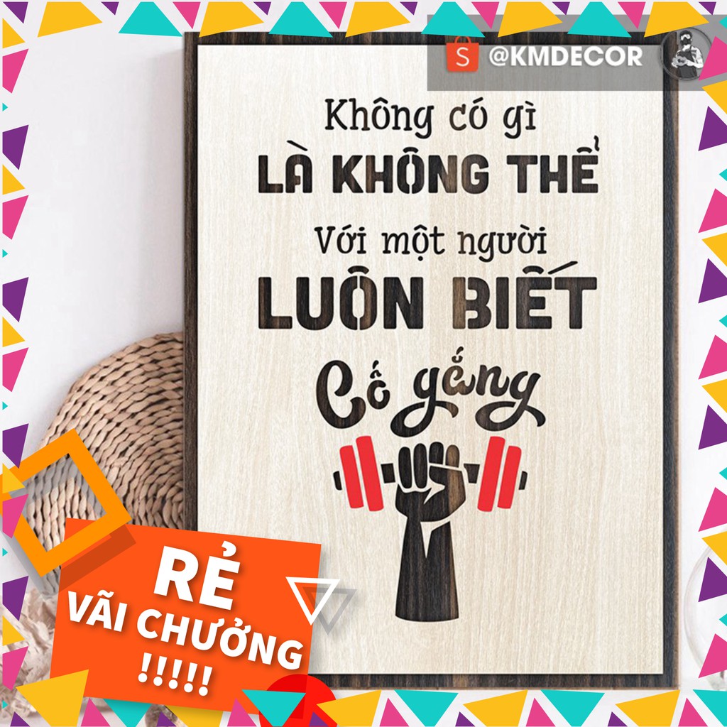 Tranh tạo động lực - mẫu câu "không có gì là không thể với một người luôn biết cố gắng"