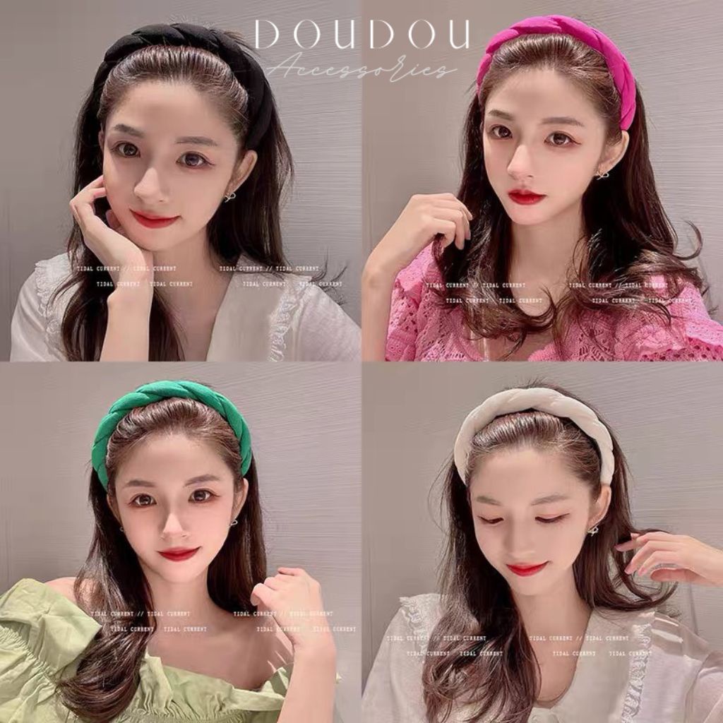 Băng đô cài tóc nữ DOUDOU Bờm tóc nữ thiết kế tết bím thanh lịch tone màu pastel hottrend phong cách Hàn Quốc FG006