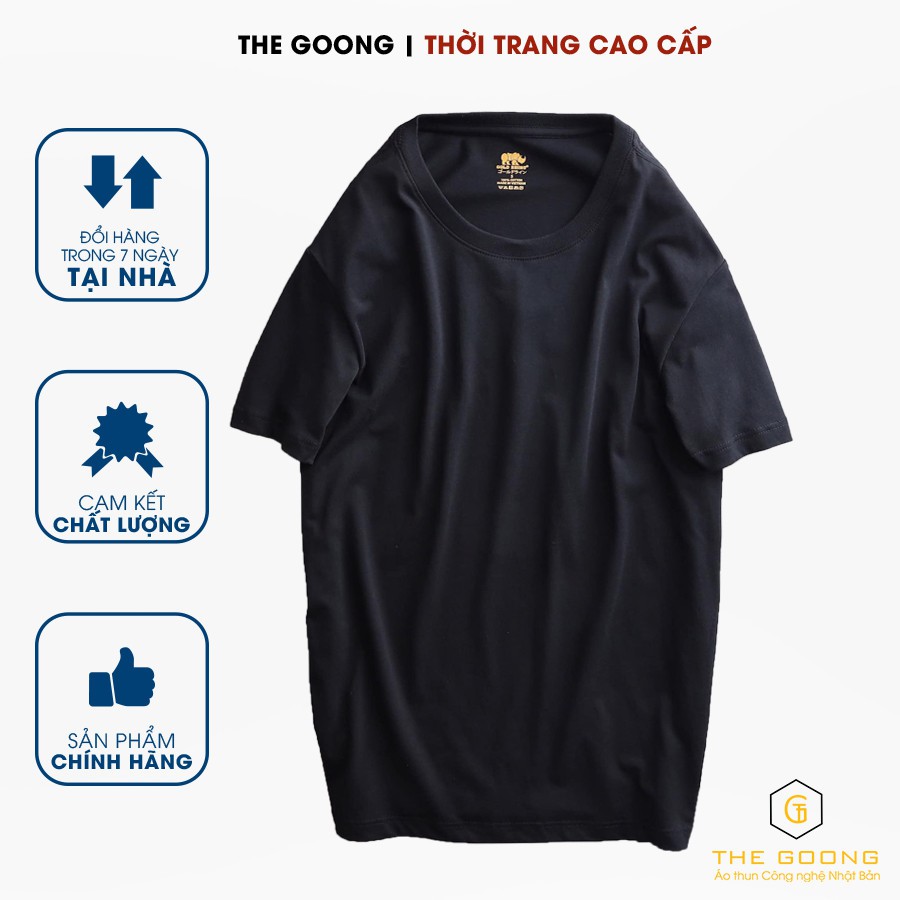 Áo Phông Trơn Nam TheGoong Cổ Tròn, Áo Thun Trơn Basic Cotton Cao Cấp Hàng Hiệu Không Cổ Thoáng Mát Tay Ngắn Màu Đen