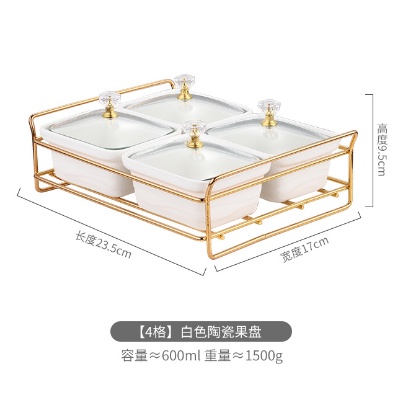 Đĩa trái cây khô bằng sứ Đĩa kẹo chia sáng tạo bát ăn nhẹ có nắp. khay đựng bánh kẹo, hoa quả, khay mứt tết.