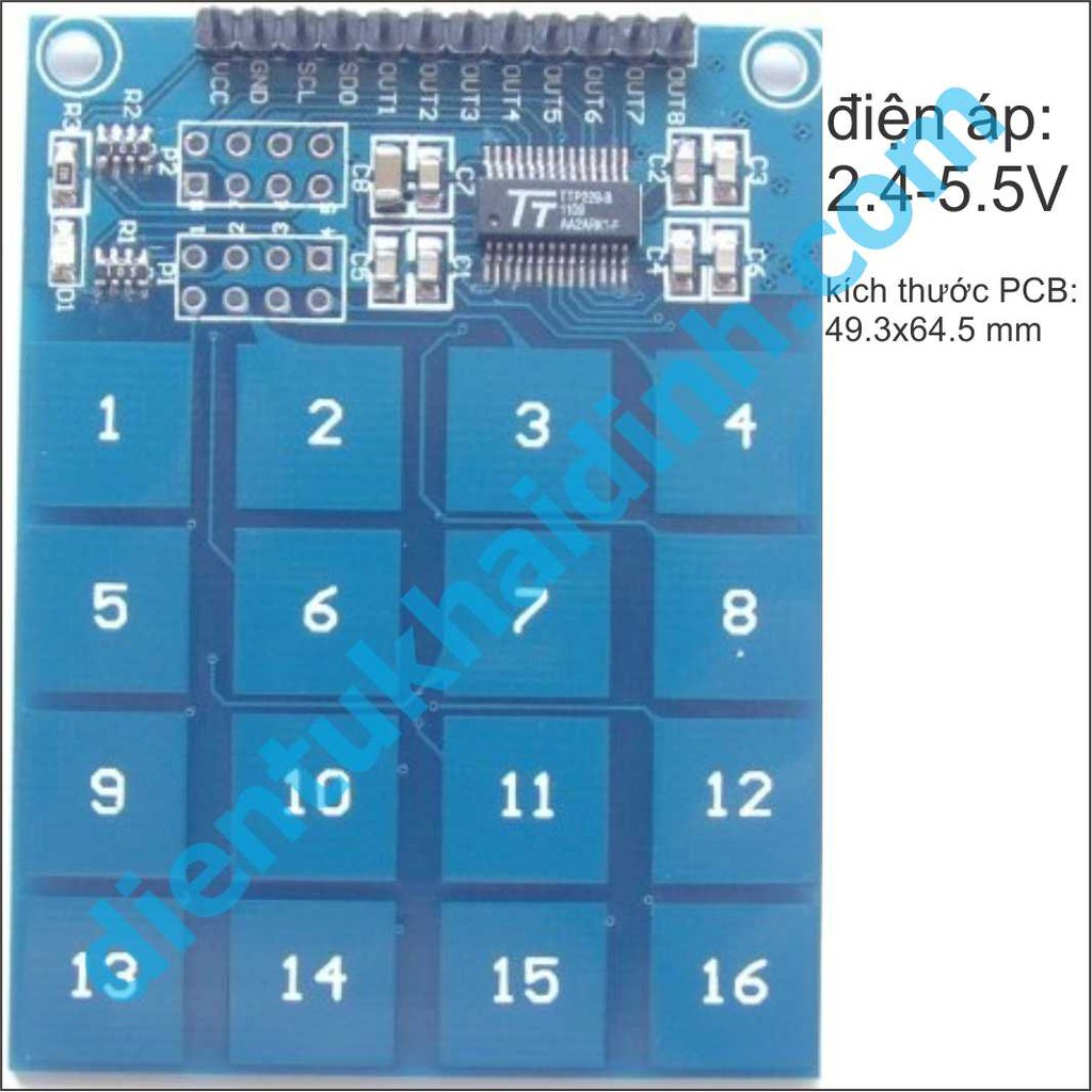 Module Bàn Phím Cảm Ứng Chạm TTP229, 16 key kde0312