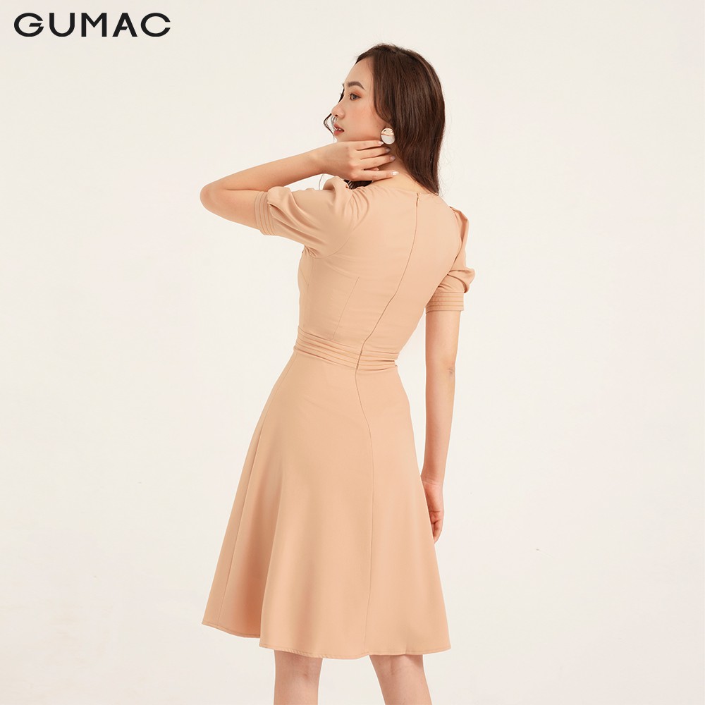 [Mã WABRGU100 giảm 15% đơn 249K tối đa 100k] Đầm nữ ôm body GUMAC basic, màu be đủ size quyến rũ DB1121