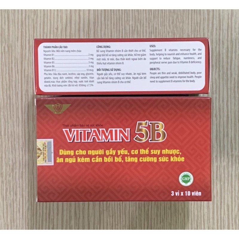 VITAMIN 5B Kingphar - Hộp 30 Viên - Bổ sung 4 loại vitamin nhóm B: B1, B2. B5. B6. B12