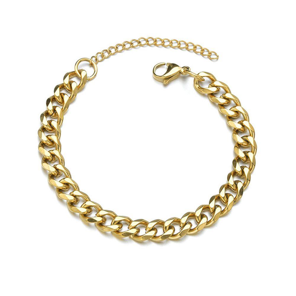 Vòng Tay Dây Xích Bản Rộng 3 / 5 / 7mm Bằng Thép Không Gỉ Thời Trang Cho Nam