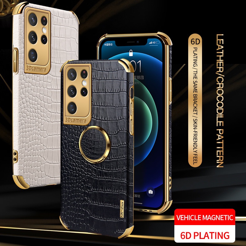 Ốp Điện Thoại Da Cá Sấu Mềm Chống Sốc Có Vòng Đỡ Từ Tính Cho Samsung Galaxy S23 S22 S21 Plus Ultra S21FE S20FE