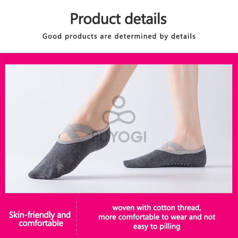 FUYOGI Yoga Socks Women Non-Slip Crossover Ballet Dance Anti-slip Breathable Wrap-around Backless Floor Socks