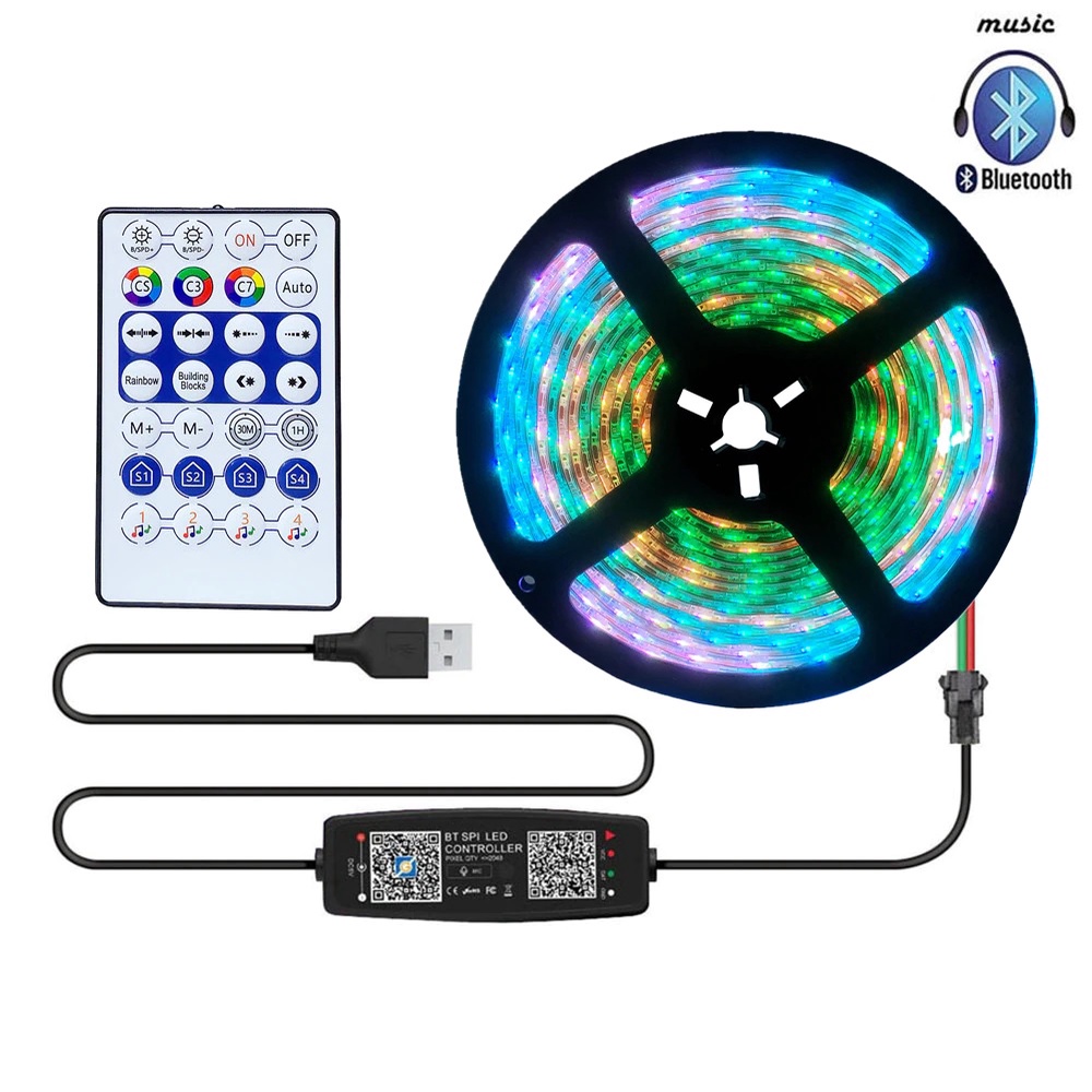 Kít đèn led ARGB WS2812B 60led/m + Bộ ĐK led bluetooth Cảm biến nhạc dùng trang trí máy tính,Tivi...