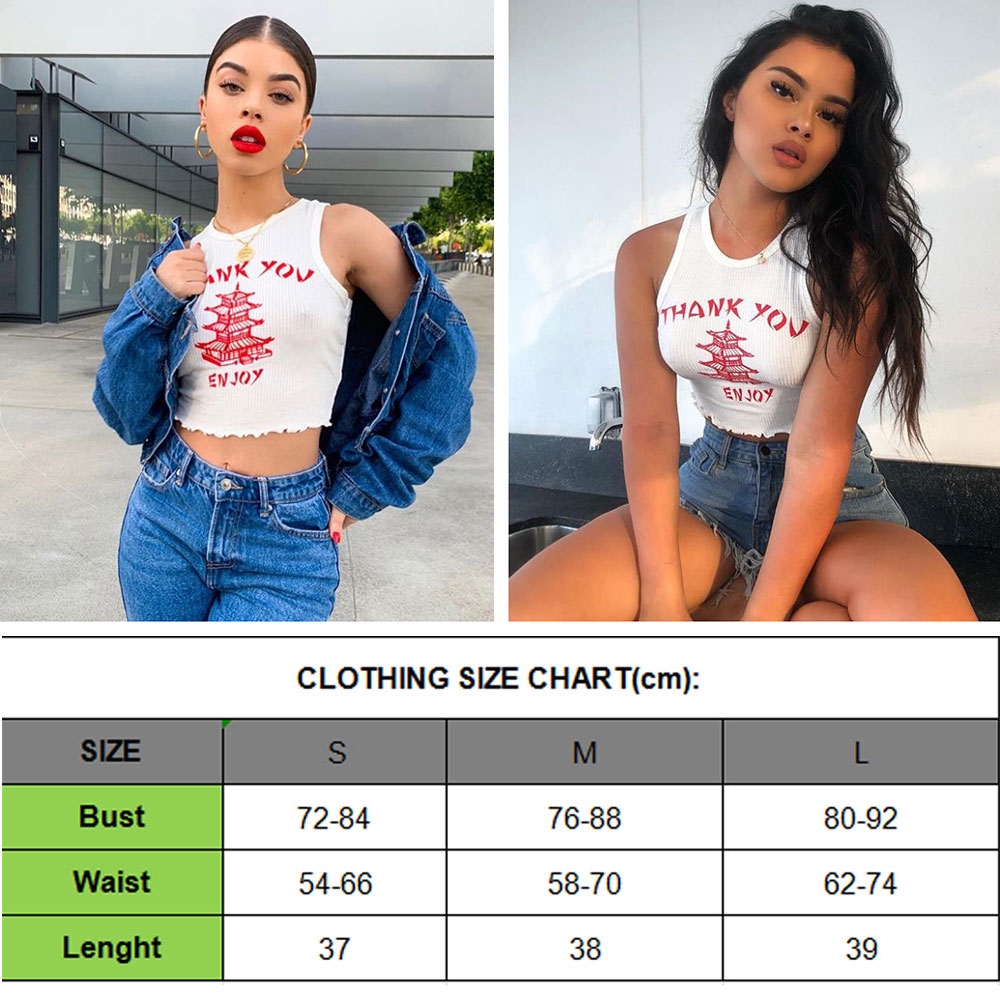 Áo nữ croptop không tay in chữ thời trang