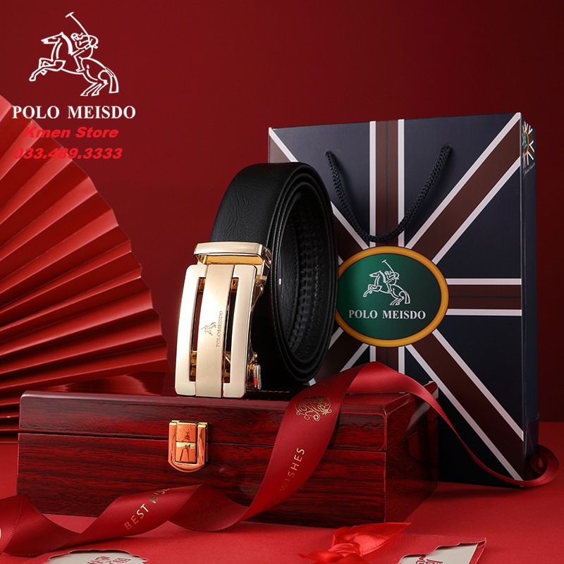 Thắt Lưng Nam Dây Nịt Nam Da Bò Thật Cao Cấp Full Hộp POLO MEISDO Phù Hợp Làm Quà Biếu Tặng Sinh Nhật PL29