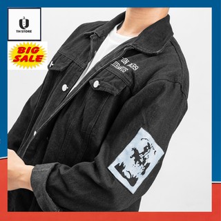 [Trẻ Trung Nam Tính] Áo Khoác Nam Tay Đắp Màu Đen Phong Cách Thời Trang, Áo Khoác Jean Nam Ưu Đãi GIá Tại Xưởng