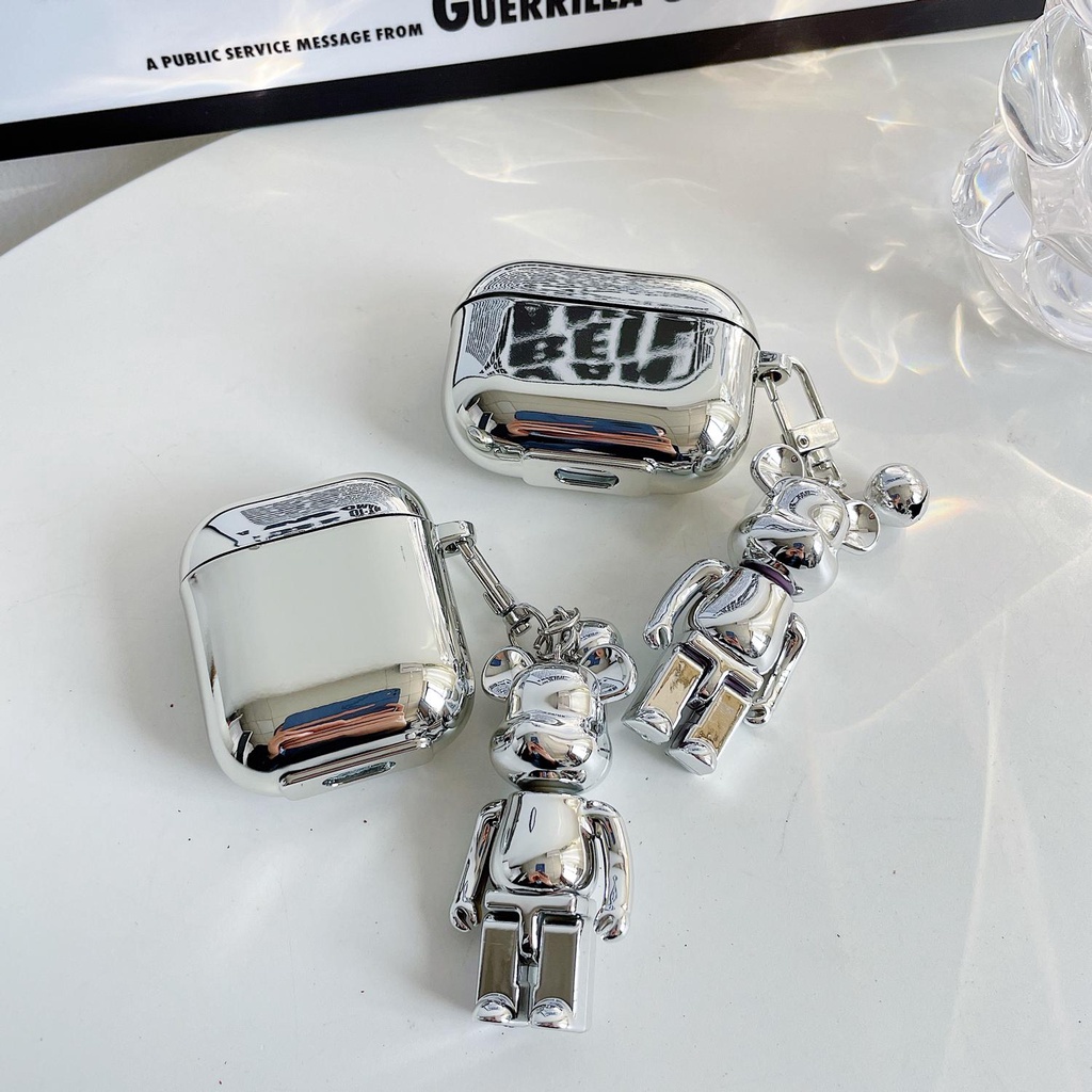 Vỏ bảo vệ hộp sạc tai nghe airpods 1/2 3 pro mạ điện chống sốc chống thấm nước họa tiết chú gấu dễ thương