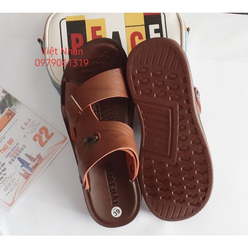 Dép da nam cao cấp - đế đúc tăng cao 3cm kết hợp đế kếp xịn, khâu may siêu bền