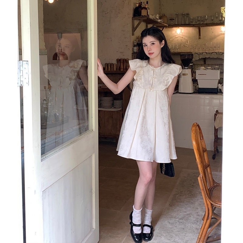 Đầm Búp Bê Tay Cánh Tiên Eo Cao Thời Trang Mùa Hè Mới Cho Nữ
