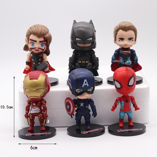 Set Siêu Anh Hùng Marvel Chibi nhựa nhẹ trang trí bánh kem, phụ kiện bánh sinh nhật, đồ trang trí bánh kem sinh nhật