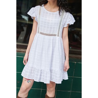Dottie - đầm ngắn phối ren trắng nữ d0031