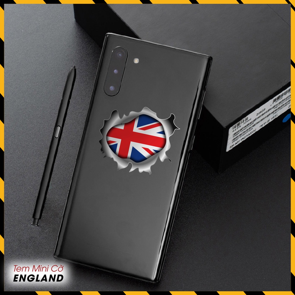 Sticker Trang Trí Xe máy, Xe Điện, Laptop, Điện Thoại, Mũ Bảo Hiểm Mẫu Cờ Anh | Tem Dán Xe Hình Cờ England Dễ Dán