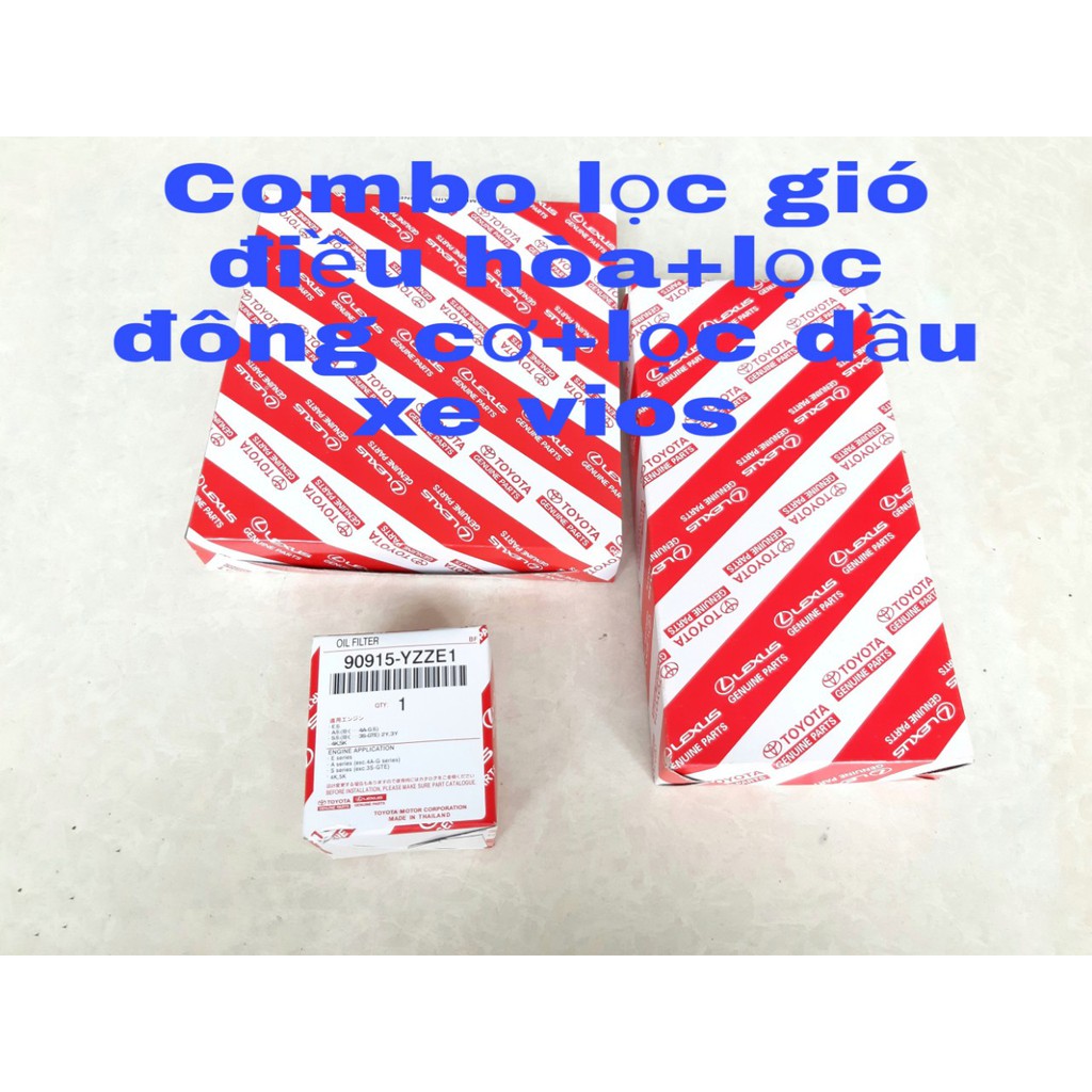 Combo lọc gió động cơ + Lọc gió điều hòa +Lọc dầu xe vios