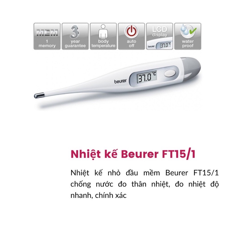 Nhiệt kế điện tử đầu mềm BEURER FT15 bảo hành 2 năm chính hãng