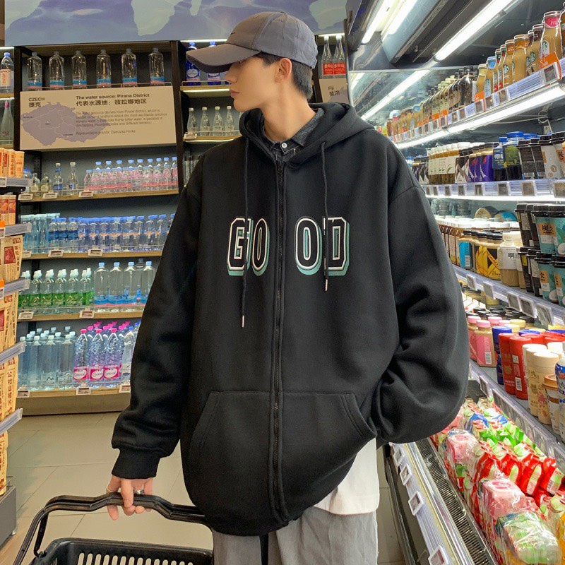 Áo Hoodie Zip Tổ Ong Good PEONYB Unisex  Khoác form rộng tay bồng lót nỉ in chữ vintage kiểu dáng hàn quốc đẹp