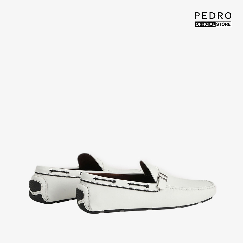 PEDRO - Giày lười nam mũi vuông Embossed Buckled Leather Moccasin PM1-65110238-03