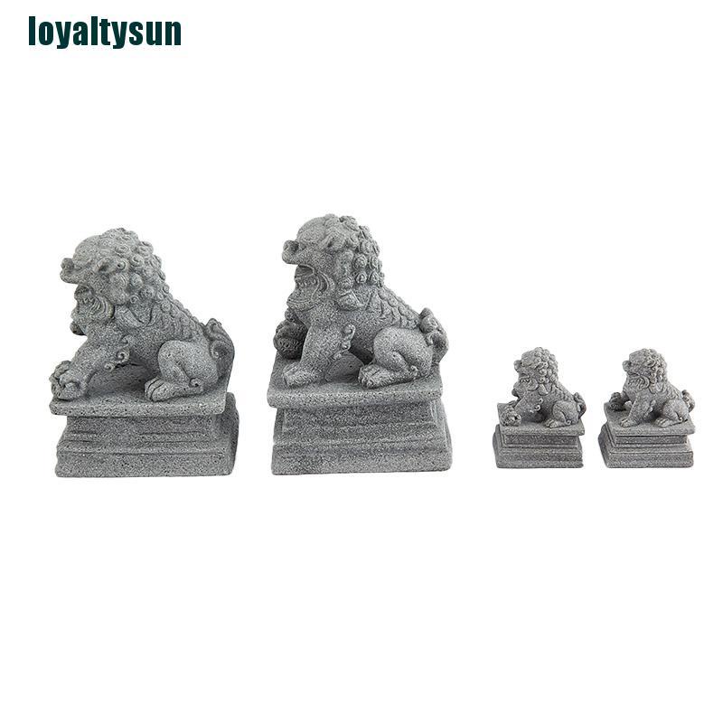 Bộ 2 Tượng Sư Tử mini Bằng Đá Dùng Trang Trí Phong Thủy