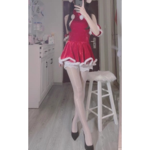 FULL BỘ VÁY ĐỎ COSPLAY JINGLE BELL MÙA NOEL GIÁNG SINH QUYẾN RŨ GỢI CẢM