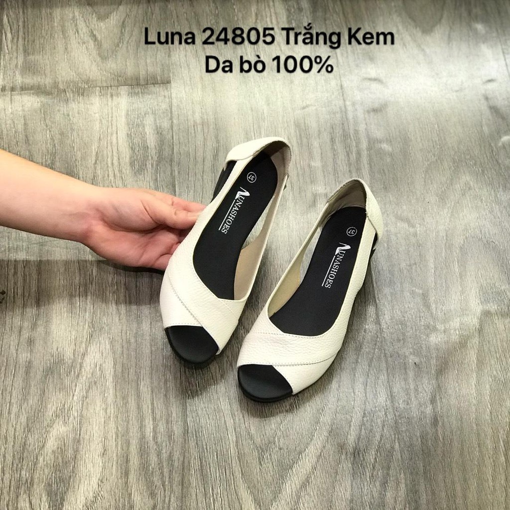 Giầy xuồng nữ, giày đế xuồng LUNASHOES 24805 giày trung niên nữ da bò thật nữ bảo hành 2 năm 1 đổi 1