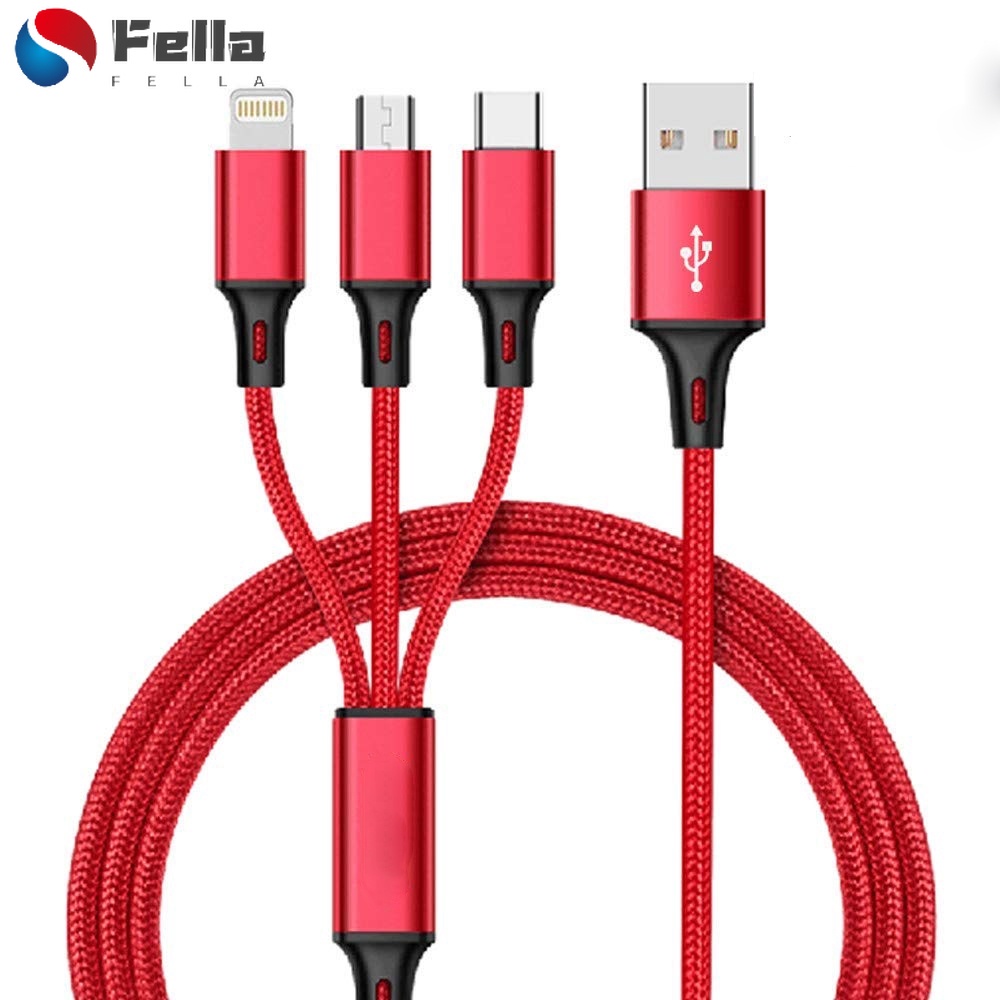 Dây Cáp Sạc Lightning USB Android Micro USB Type-C 3 Trong 1 Tiện Dụng