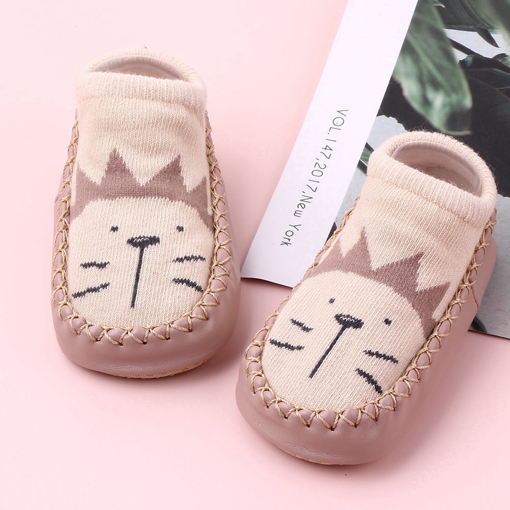 Giày vải cotton họa tiết chú gấu / thỏ hồng hoạt hình cho bé từ 0 -2 tuổi