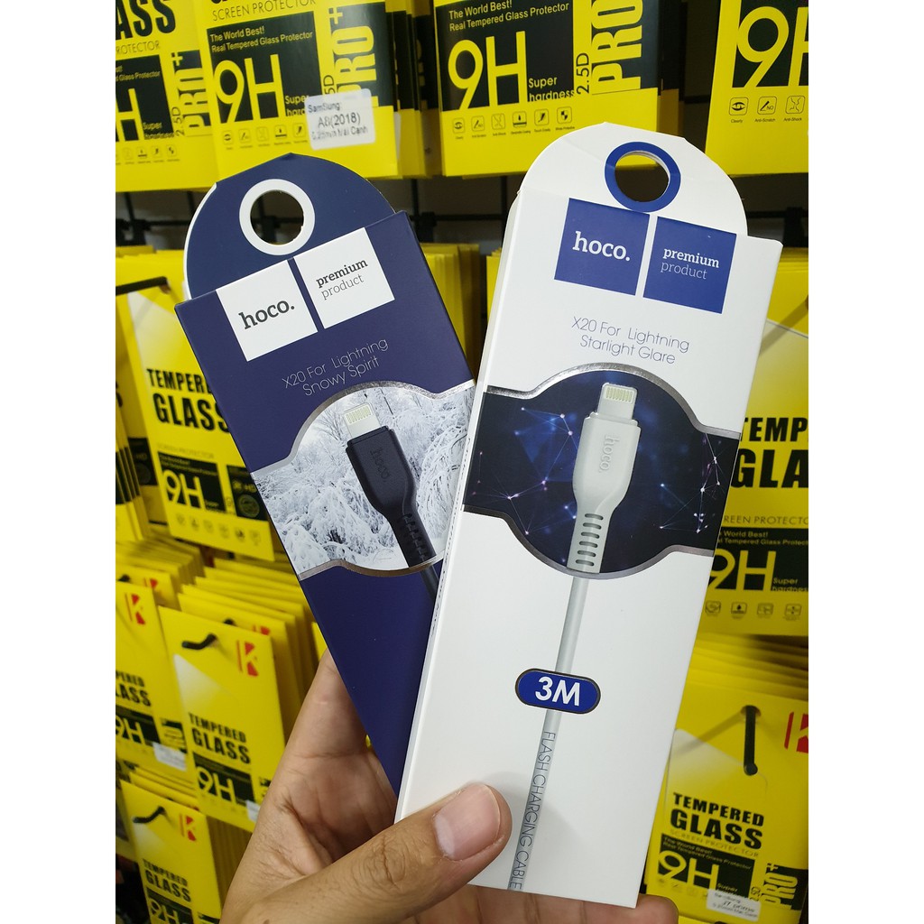 Cáp lightning 3 mét sạc nhanh HOCO X20 siêu bền dành cho iPhone iPad - Hàng chính hãng