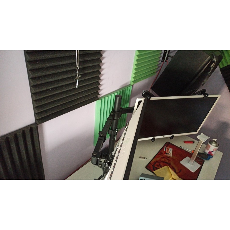 Giá Treo Hai Màn Hình Máy Tính Kẹp Bàn - Tay Treo 2 Màn Hình M052 17 - 27 Inch - Xoay 360 Độ