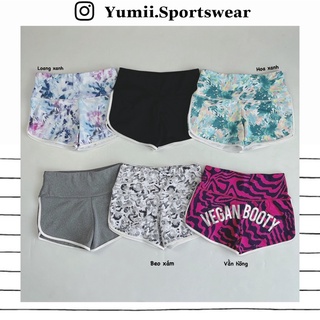 [ Yumii ]Quần Short Thể Thao Tập Gym Yoga Nữ - Quần Đùi Ngắn Thể Thao Vegan Booty Ôm Body Siêu Hack Dáng, Chất Polly Mềm