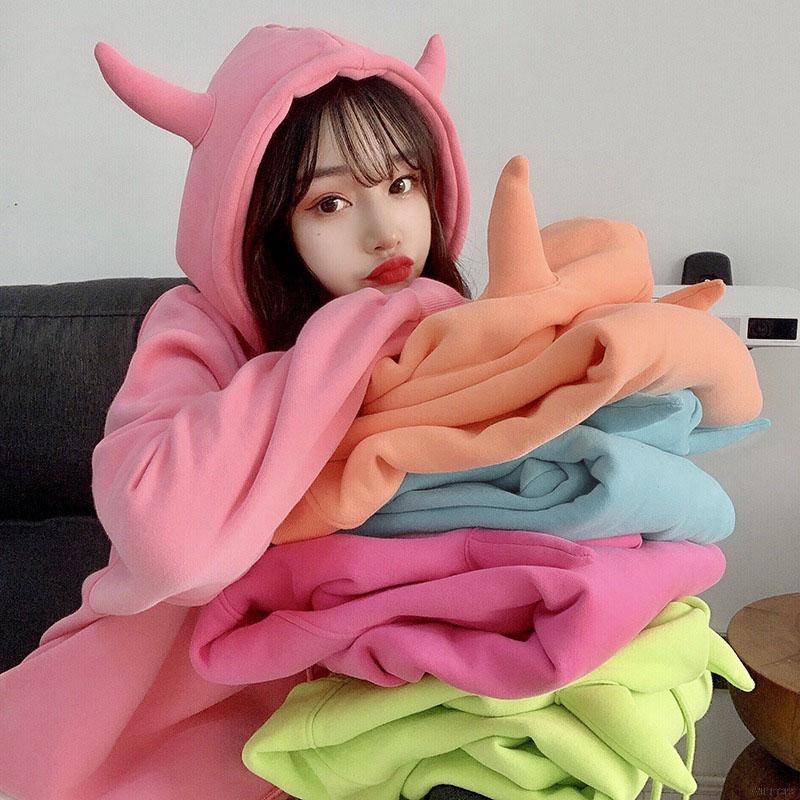 Áo Hoodie Dài Tay Dáng Rộng Màu Sắc Ngọt Ngào Thời Trang Dành Cho Nữ | BigBuy360 - bigbuy360.vn