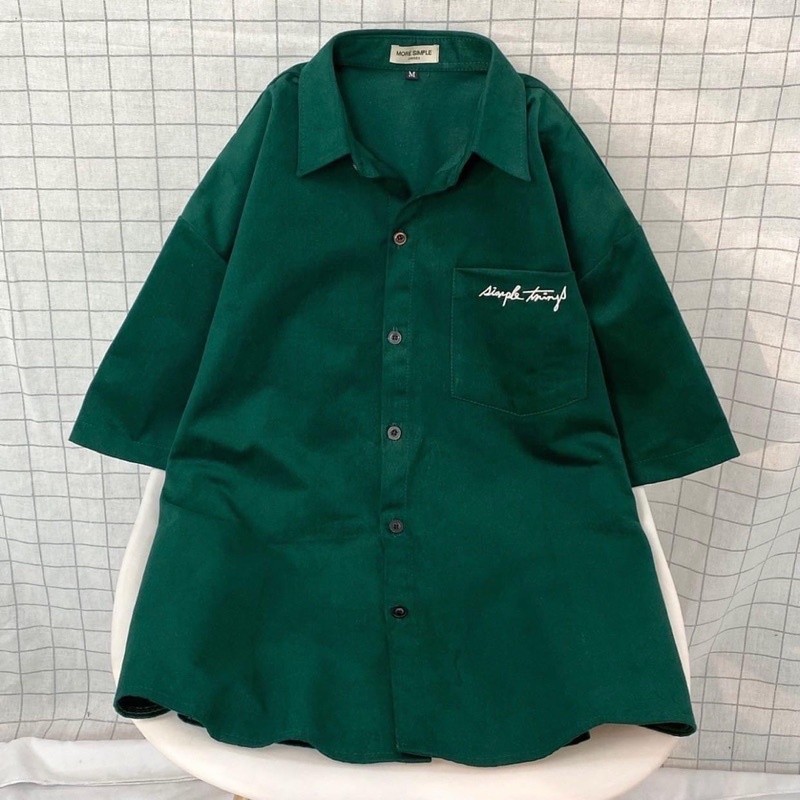 Áo Sơmi Simple Thing tay lỡ, form rộng Ulzzang màu ĐEN/TRẮNG ❤️ Nam nữ unisex/ Jejul.store