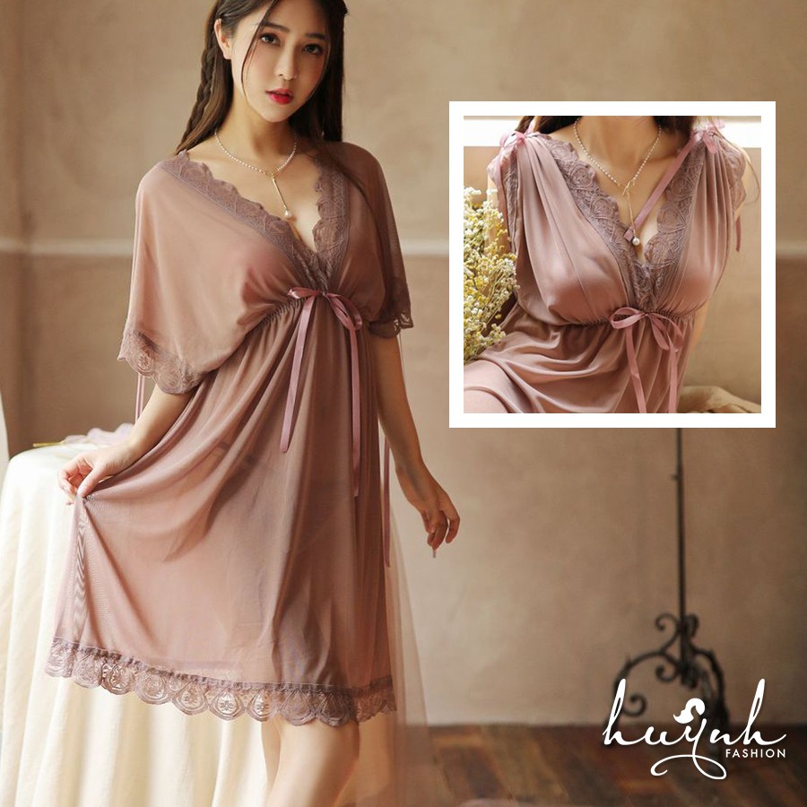 Đầm ngủ sexy voan, váy ngủ xuyên thấu gợi cảm mặc hai kiểu - N04