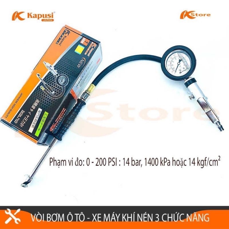 vòi bơm oto ,xe máy khí nén kapusi có đồng hồ đo