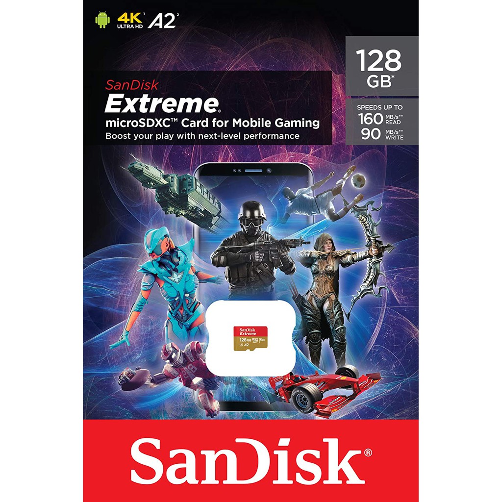 [Mã BMLT50 giảm đến 50K] Thẻ nhớ microSDXC SanDisk Extreme 128GB UHS-I 4K UHD Video A2 U3 V30 upto 160MB/s Mobile Gaming